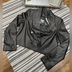 NWT: Lucy Paris Faux Leather cropped blazer